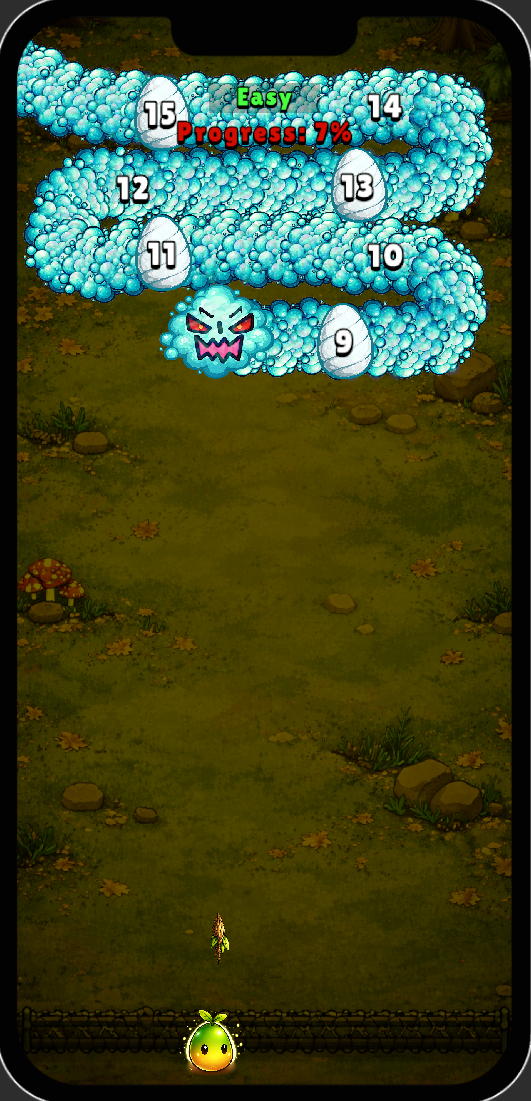 Last Seed Survivor gameplay screen with segmented worm enemy at later progress